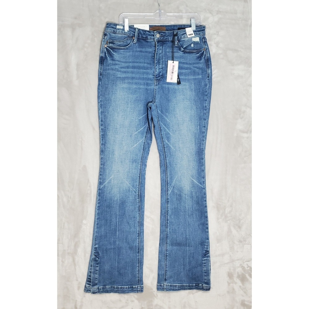 Judy Blue Jeans Womens 15/32 Bootcut Tummy Control Blue High Rise Distress NWT